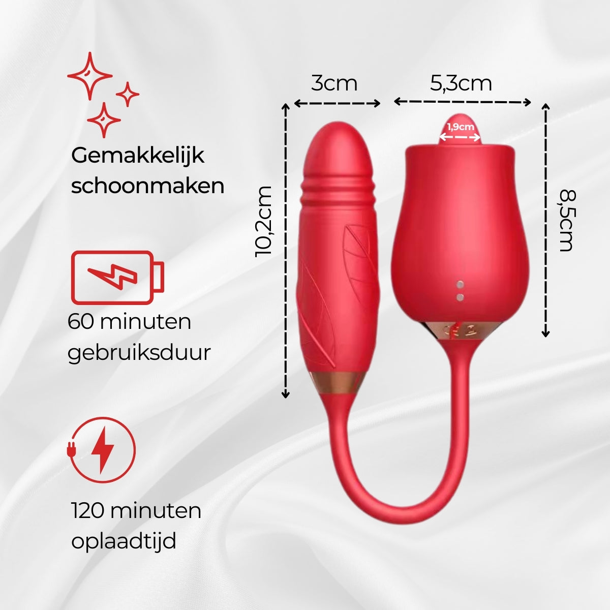 De Roos 2-in-1 tongvibrator