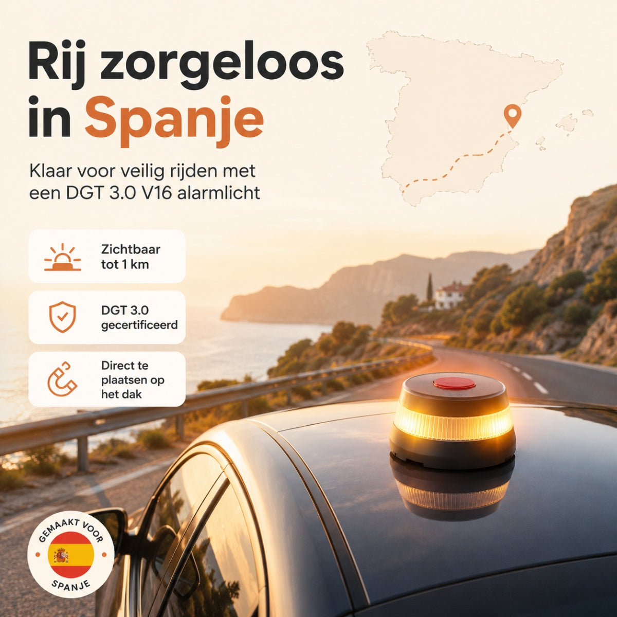 V16 DGT noodlamp Spanje met GPS