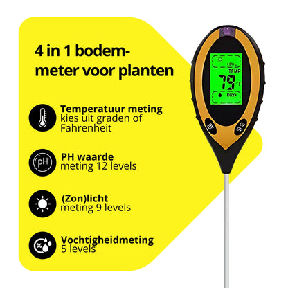 Vochtmeter voor planten 4-in-1