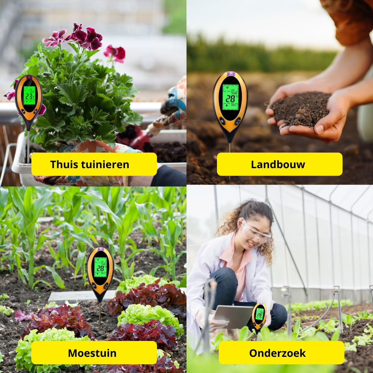 Vochtmeter voor planten 4-in-1